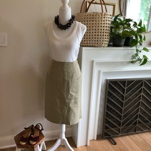 Pamela McCoy Genuine Leather Pencil Skirt in Tan - Size 8